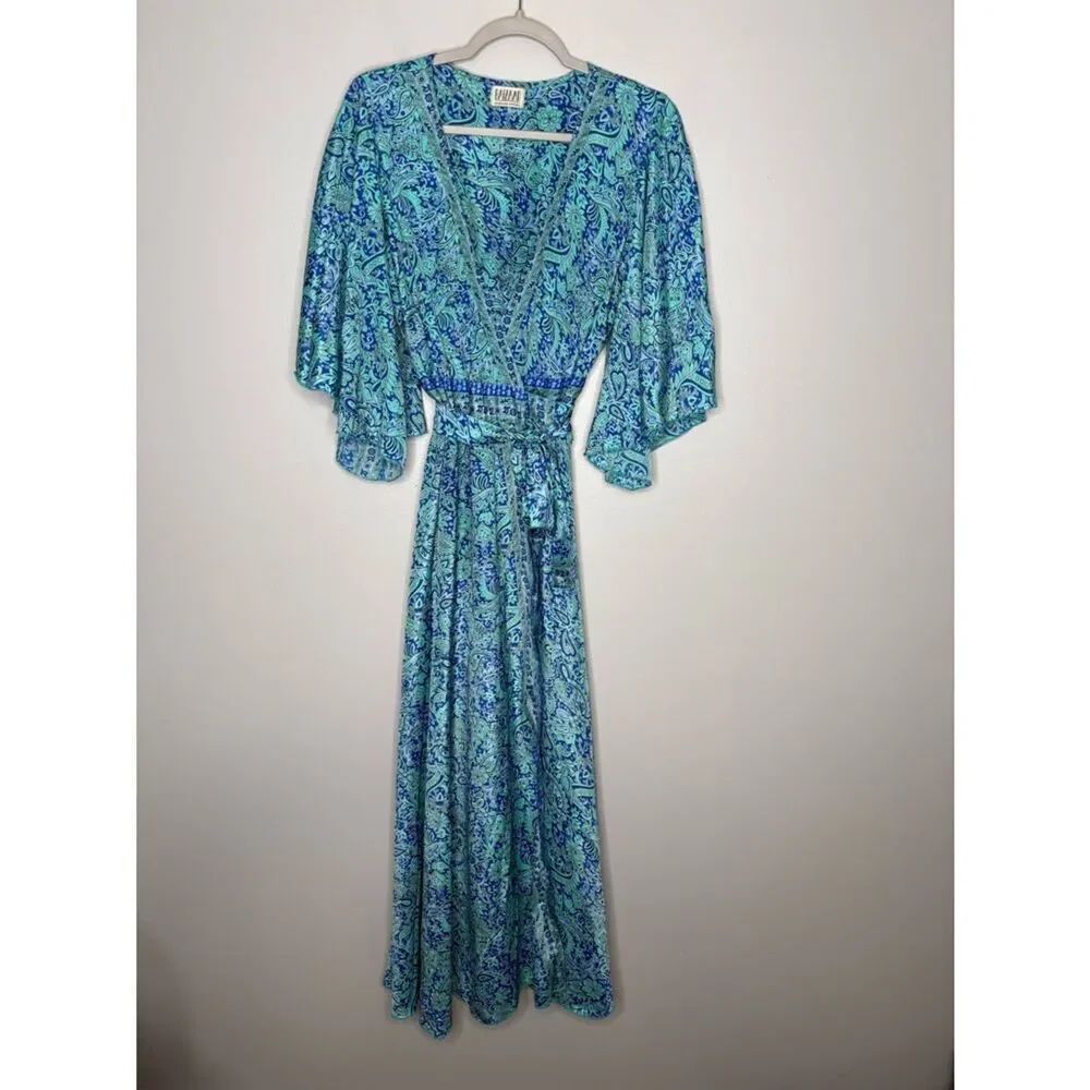 Baizaar Silk Wrap Paisley Floral Printed Dress
